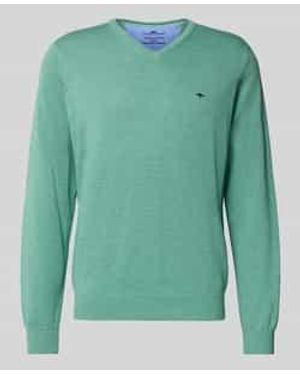 Fynch-Hatton Gebreide Pullover Met Logodetail - Groen