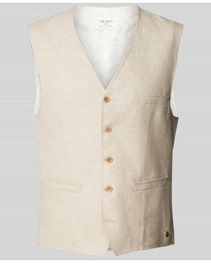 Carl Gross Regular Fit Anzugweste aus hochwertigem Leinen-Mix Modell 'WILSON' - Natur