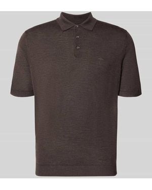 Fynch-Hatton Regular Fit Poloshirt aus reiner Baumwolle in Strick-Optik - Grau