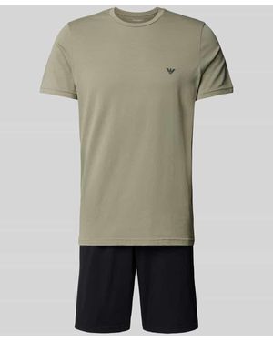 Emporio Armani Pyjama mit Label-Print - Natur
