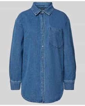 Pieces Loose Fit Jeansoverhemd Van Katoenmix, Model 'Maisie' - Blauw