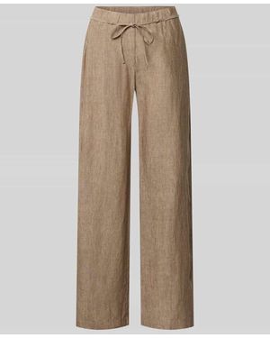 M·a·c Leinenhose mit Bindegürtel Modell 'Chiara' - Natur
