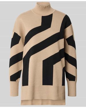 Apricot Strickpullover aus Viskose-Mix mit Stehkragen - Schwarz