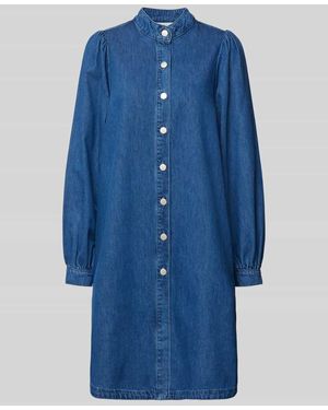 MSCH Copenhagen Knielanges Jeanskleid Mit Stehkragen Modell 'Elena' - Blau