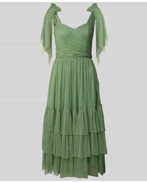 LACE & BEADS Cocktailkleid im Stufen-Look mit Raffungen - Grün