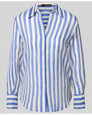 Mango Regular Fit Bluse mit Umlegekragen Modell 'CLARIET' - Blau