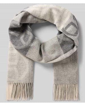 GANT Schal aus Wolle mit Fransen Modell 'MONOGRAM WOOL SCARF' - Grau