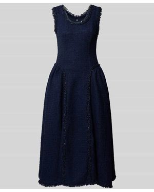 Self-Portrait Midikleid mit Woll-Anteil - Blau