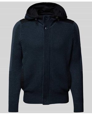Marc O' Polo Regular Fit Strickjacke Aus Reiner Baumwolle Mit Kapuze - Blau