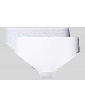 Snocks Slip Mit Spitzenbesatz Im 2Er-Pack - Weiß