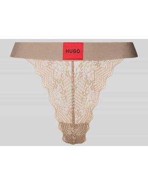 HUGO String mit Spitzenbesatz Modell 'Red Label' - Weiß
