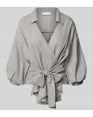 Rich & Royal Relaxed Fit Bluse mit Button-Down-Kragen - Grau