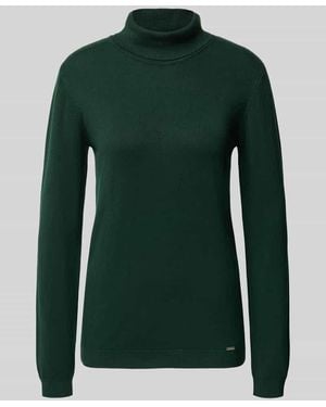 MORE&MORE Slim Fit Rollkragenpullover aus Viskose-Mix - Grün