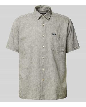 Barbour Regular Fit Leinenhemd Mit Brusttasche Modell 'Nelson' - Grau