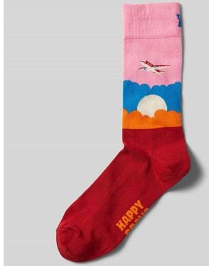 Happy Socks Socken mit Motiv-Stitching Modell 'Airplane' - Rot