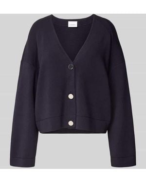 Comma, Strickjacke aus Viskose-Mix mit V-Ausschnitt - Blau