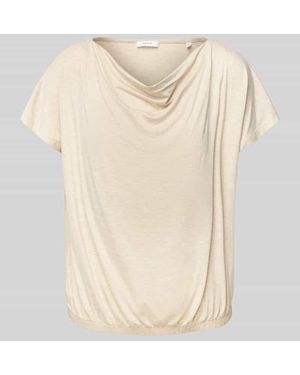 Opus T-Shirt mit Wasserfall-Ausschnitt Modell 'Sasser' - Natur