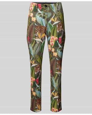 Marc Cain Slim Fit Stoffhose Mit Fixierten Bügelfalten - Grün