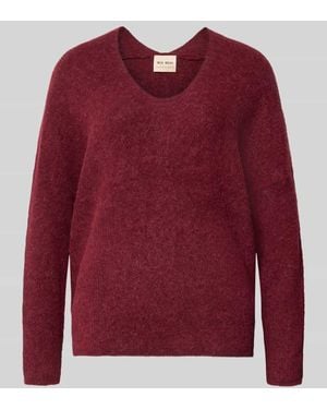 Mos Mosh Strickpullover aus Woll-Mix mit V-Ausschnitt Modell 'THORA' - Rot