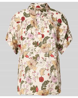 Mos Mosh Bluse aus Viskose mit kurzer Knopfleiste Modell 'Winie Flowwi' - Natur