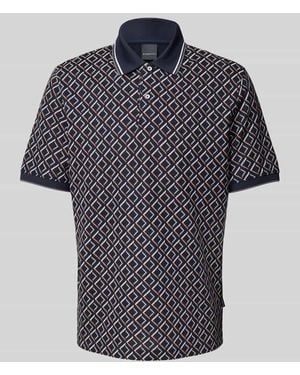 Bugatti Regular Fit Poloshirt im Allover-Look - Blau