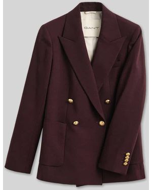 GANT Regular Fit Kurzblazer aus Woll-Mix mit goldenen Knöpfen - Lila