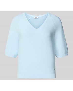 S.oliver Regular Fit Strickpullover aus Baumwoll-Mix - Blau