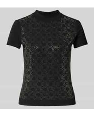 Guess T-shirt Met Opstaande Kraag - Zwart