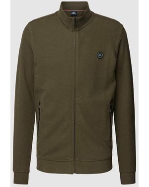 Lerros Sweatjacke mit Reißverschlusstaschen im unifarbenen Design - Grün