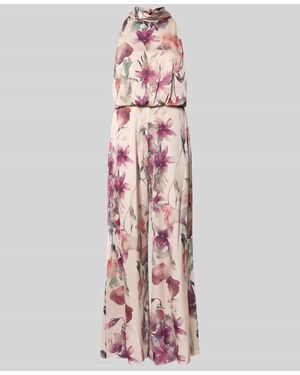 VM VERA MONT Neckholder-Jumpsuit im Allover-Look - Pink