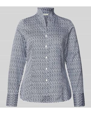 Eterna Slim Fit Hemdbluse mit Stehkragen - Blau