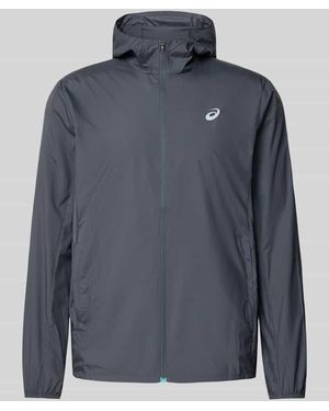 Asics Windbreaker mit Logo-Print und Kapuze - Blau