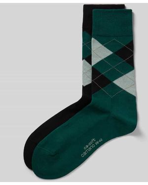 Camano Socken mit elastischem Rippenbündchen im 2er-Pack - Grün