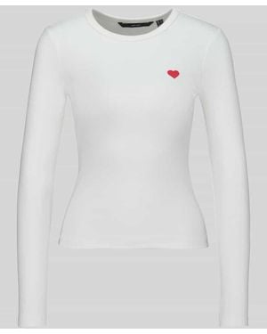 Vero Moda Langarmshirt mit kleinem Herz-Detail - Weiß