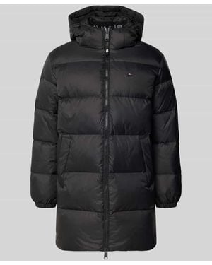 Tommy Hilfiger Regular Fit Daunenmantel mit Logo-Stitching - Schwarz