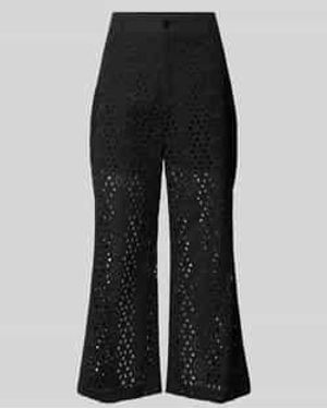 Liu Jo Wide Leg Broek Met Broderie Anglaise - Zwart