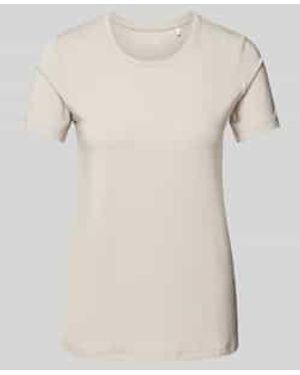Schiesser T-shirt Met Geribde Ronde Hals - Naturel