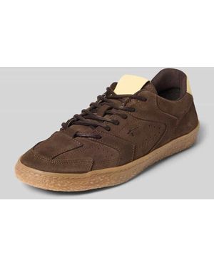 Tamaris Sneaker aus echtem Leder mit Logo-Stitching - Braun