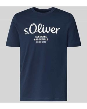 S.oliver Regular Fit T-Shirt aus reiner Baumwolle Modell 'BASIC TEE BIG LOGO' - Blau