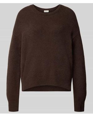 Milano Italy Oversized Fit Strickpullover mit Rundhalsausschnitt - Braun