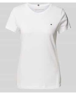 Tommy Hilfiger T-Shirt Van Biologisch Katoen Met Logoborduursel - Wit