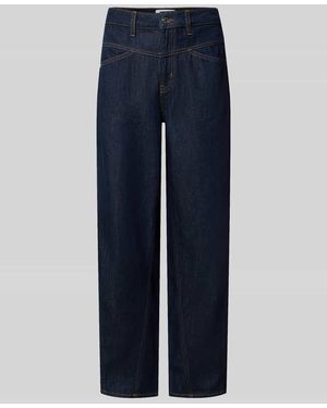 Comma, Straight Fit Jeans mit Knopfverschluss - Blau