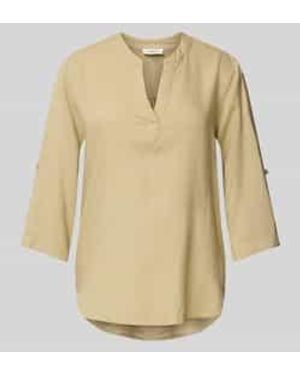 S.oliver Regular Fit Blousetop Van Mix Van Linnen En Viscose - Naturel
