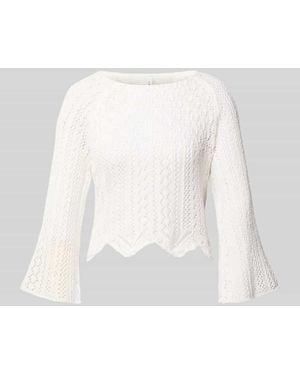 ONLY Regular Fit Strickpullover aus Baumwoll-Mix Modell 'NOLA LIFE' - Weiß
