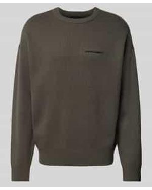 PEGADOR Oversized Gebreide Pullover Met Labelstitching - Grijs