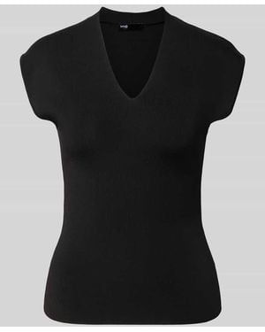 Mango Stricktop mit V-Ausschnitt Modell 'CANELONS' - Schwarz