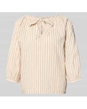 S.oliver Relaxed Fit Blouse Met Korte Mouwen Van Een Mix Van Katoen En Viscose - Naturel