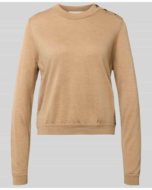 Ba&sh Strickpullover aus Wolle mit Knopfleiste - Natur