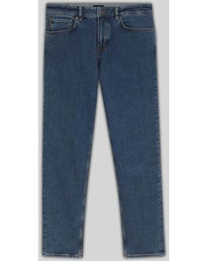 BOSS Straight Fit Jeans aus Baumwoll-Mix mit Label-Patch - Blau
