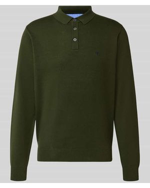 Fynch-Hatton Strickpullover mit Polokragen und Knopfleiste - Grün